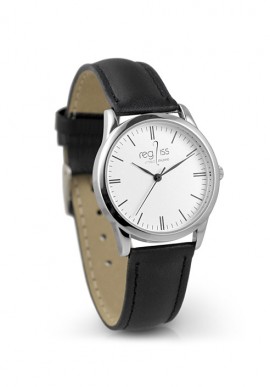 Metal man watch Renzo with leather strap